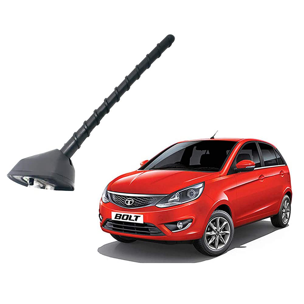 Auto Pearl - APA109 Vehicle Roof Mount Rubber Antenna Mast Flexible Car Antenna with Anti-Theft Design and Car Wash Safe - Black -Bolt / Zest / Hexa / Tigor