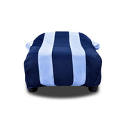 UV Rays Protector & Dust Proof Car Body Cover Thick Polyester Fabric with Mirror Pocket | Scratch Proof | Heat Resistant | (Navy Blue & White)