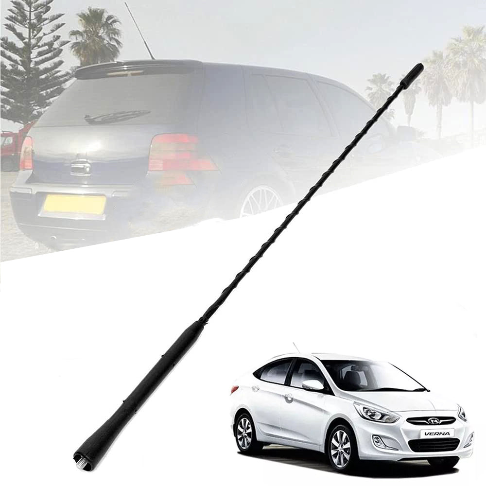 Auto Pearl - Vehicle Roof Mount Rubber Antenna Mast Flexible Car Antenna with Anti-Theft Design and Car Wash Safe - Black -Verna Fluidic