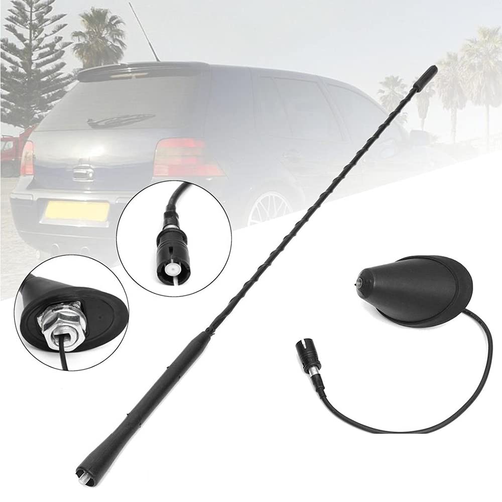 Vehicle Roof Mount Rubber Antenna Mast Flexible with Anti-Theft Design and Car Wash Safe - Black -Altis 2015 / Ameo / Verito / i20 2020 / i20 Elite 2018 / Polo / Capture / Rapid / Verna Fludic / Yeti / Superb / Vento / Verna 4S / i10 Grand 2017 / i20