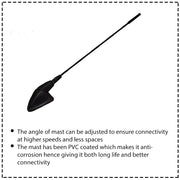 Auto Pearl - APA138 Vehicle Roof Mount Rubber Antenna Mast Flexible Car Antenna with Anti-Theft Design and Car Wash Safe - Black for Kwid/Brezza/Triber/City-ZX