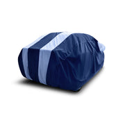 UV Rays Protector & Dust Proof Car Body Cover Thick Polyester Fabric with Mirror Pocket | Scratch Proof | Heat Resistant | (Navy Blue & White)
