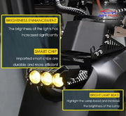 Auto Pearl Motorcycle 3-Projector Lens Driving Lights Yellow/White LED Spot light 20W Dual Color Mode Fog Lights (Pack of 1)