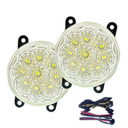 9 LED DRL Fog Lamp Assembly and Switch Without Sash Cover Compatible with All Cars (Set of 2)