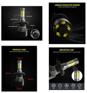Auto Pearl 3-Side H4 LED Headlight Bulb with Cooling Fan Heads lamp 35W (Pack of 1)