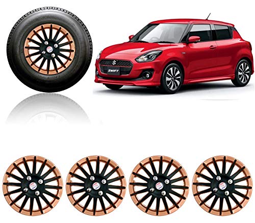 Auto Pearl Car Copper Black Wheel Cover Caps 14" Press Type Fitting for - Maruti Suzuki Swift 2018