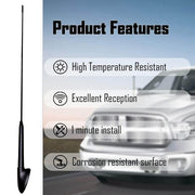 Auto Pearl - Vehicle Roof Mount Rubber Antenna Mast Flexible Car Antenna with Anti-Theft Design and Car Wash Safe - Black -Fusion