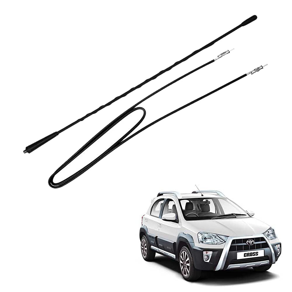 Auto Pearl - Vehicle Roof Mount Rubber Antenna Mast Flexible Car Antenna with Anti-Theft Design and Car Wash Safe - Black - Etios / Etios Cross / Platinum Etios / Etios Liva