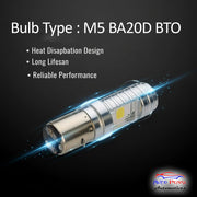 Auto Pearl Headlight M5-BA20D Led Bulb 2-Side Cob Led Bulb White light for LML VESPA/XE/NV/BAJAJ CHETAK ELEC./KB-4S/PULSAR/CALIBER CROMA (Pack of 1)
