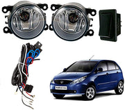 Car Fog Lamp Lights With Wiring kit and Switch Compatible with- Indica Old, Indica Vista (Without Plastic Sash Cover) ( Small, Set of 2)