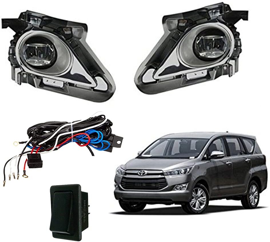 O.E Type Car Fog Lamp Lights With Wiring Kit And Switch For Toyota Innova Crysta (Set of 2)