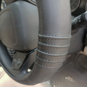 Ring Type Car Steering Wheel Cover Universal Genuine PU Non-Slip Natural Rubber Well Padded Grip Breathable Leatherite for - All Car (Snapon Dash Black) Small