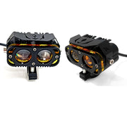 Auto Pearl 2-Lens LED Motorcycle Yellow/White/Low-Yellow and Red High Beam Fog Light with Flashing Mode Off-Road Vehicles compatible with All BIke/Car