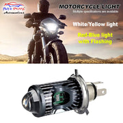 Auto Pearl Motorcycle H4 35W LED Headlight Dual Beam White and Yellow light and Red-Blue light with Flashing mode (Pack of 1)