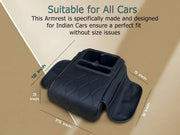Auto Pearl Nappa Leatherette Car Armrest Cushion with Cup Holder | Foam Arm Support Pad | Universal Fit for All Cars | Armrest Height Extender with Mobile Holder & Utility Pockets