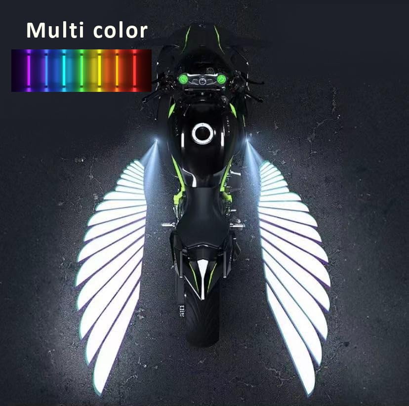 Auto Pearl Motorcycle Projector Lights for Angel Wing Logo, Shadow Light Kits, Multi Ground Effect compatible with All Bikes (Pack of 2)
