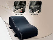Auto Pearl ComfiRest Car Armrest Cushion, High-Density Foam Arm Support, Universal Fit for All Cars | Armrest Height Extender with Double Stitching | Nappa Leatherette (Black with White Seam)