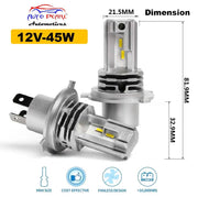 V3 LED Headlight Bulbs Hi/Low Beam Fits for Vehicle H4, 2600LM, 6000K, 45W Compatible with All Bike & All Car (Pack of 1)