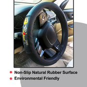 Ring Type Car Steering Wheel Cover Universal Genuine PU Non-Slip Natural Rubber Well Padded Grip Breathable Leatherite Compatible with- CRV (Chromium Om Namah Shivay Black)