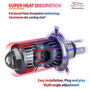Auto Pearl Motorcycle H4 35W LED Headlight Dual Beam White and Yellow light and Red-Blue light with Flashing mode (Pack of 1)
