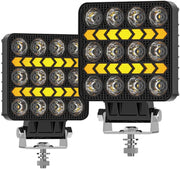 Auto Pearl 4 inch Square 12Led Auxiliary 12V-30W, Amber DRL Spot Light, White and Yellow Color, Off Road Light compatible with All Bike and Car (Pack of 2)