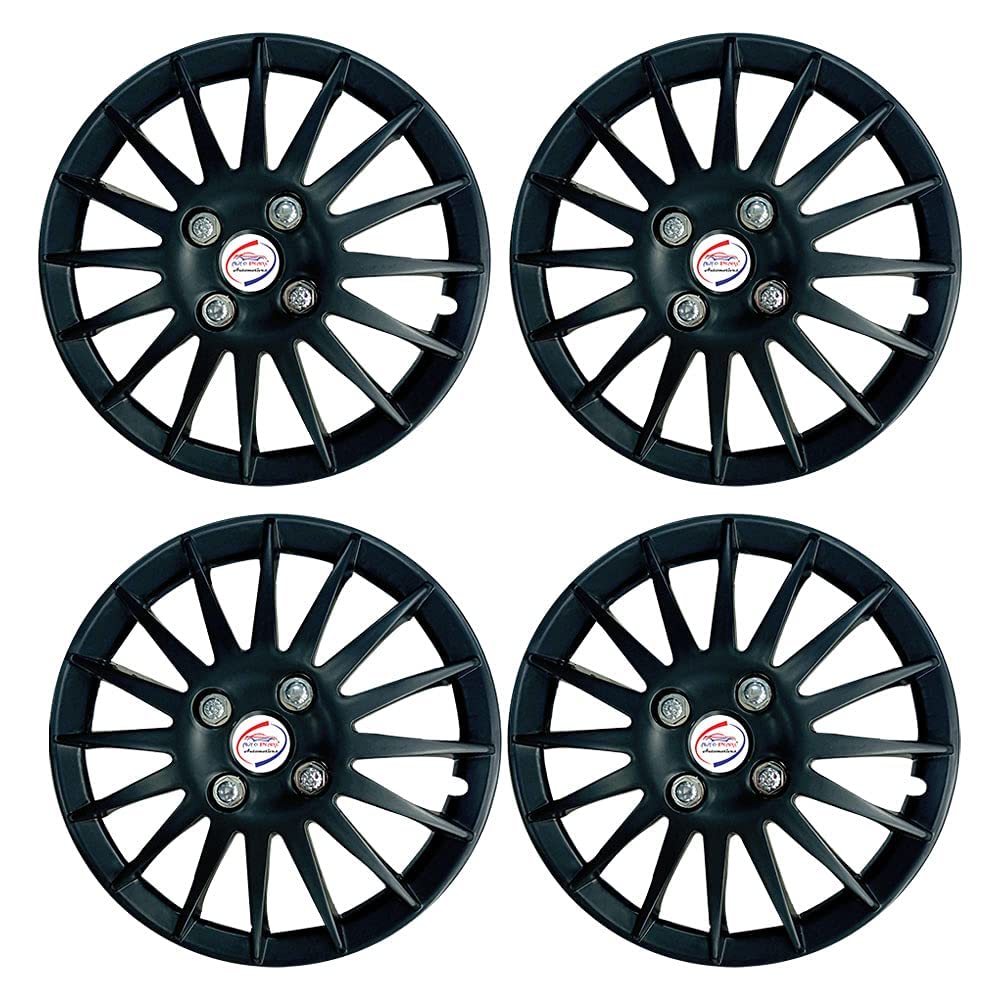 Auto Pearl - Car Full Black Wheel Cover Caps 12 Press Type Fitting - Zen