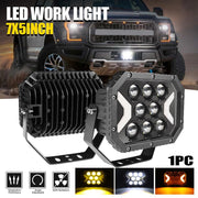 Auto Pearl Auxiliary Light, 5X7 Inch LED Work Spot Arrow Light DRL Driving Fog Off-Road, White, Yellow Color lights compatible with All Car