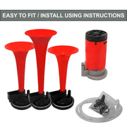 3-Pipe Air Pressure Horn Compact Twin Ton Air Horn compatible with All Cars
