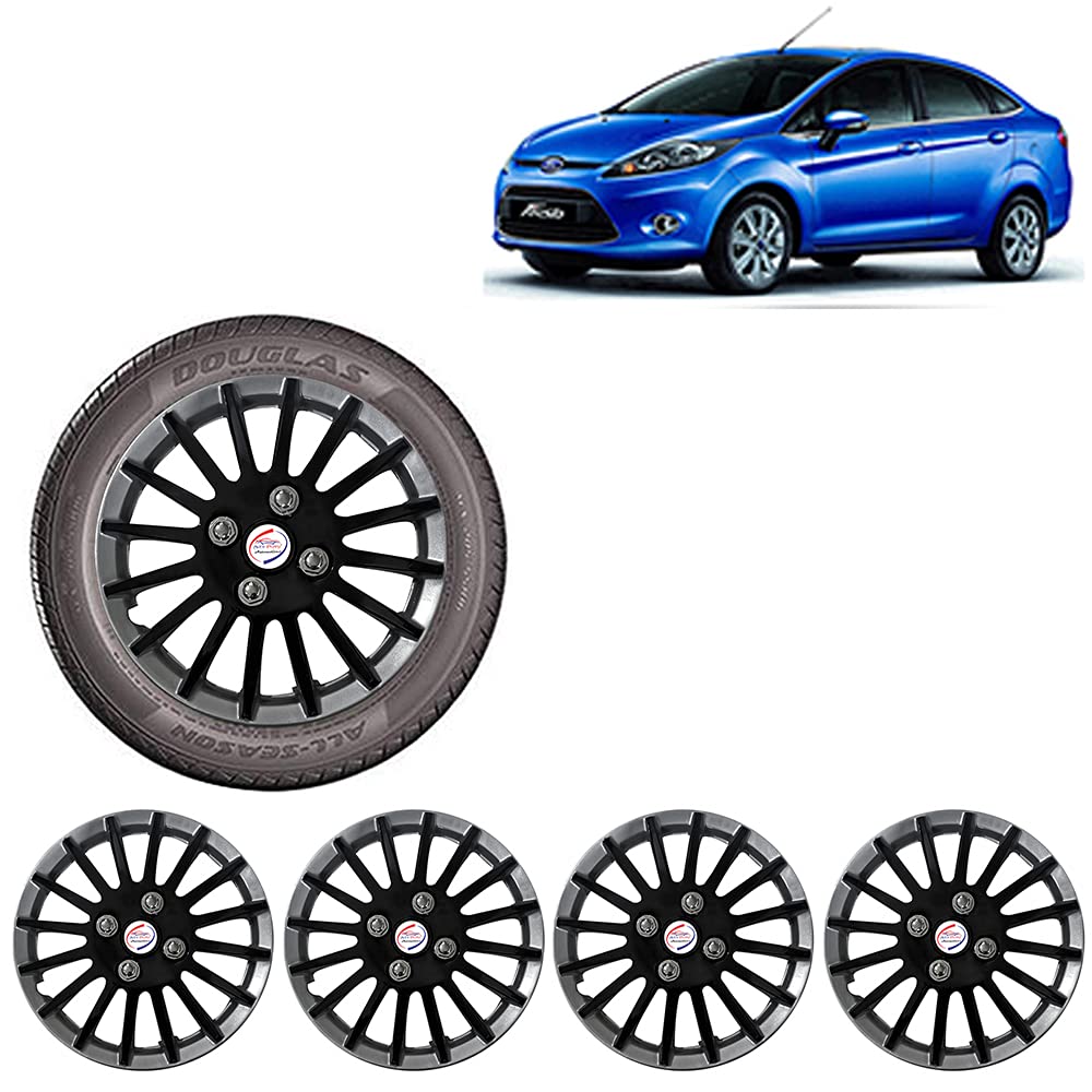 Auto Pearl - Car Full Wheel Cover Caps Black and Silver 14 Inches Press TypeFor - Fiesta