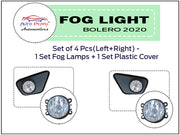 Car Fog Lamp Lights Set of 4 Pcs (Left+Right) - 1 Set Fog Lamps + 1 Set Plastic Cover Compatible with- Bolero 2020
