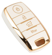 TPU Car Key Cover Compatible with Kia Sonet, Seltos 2020 4 Button Smart Key (Push Button Start Models,
