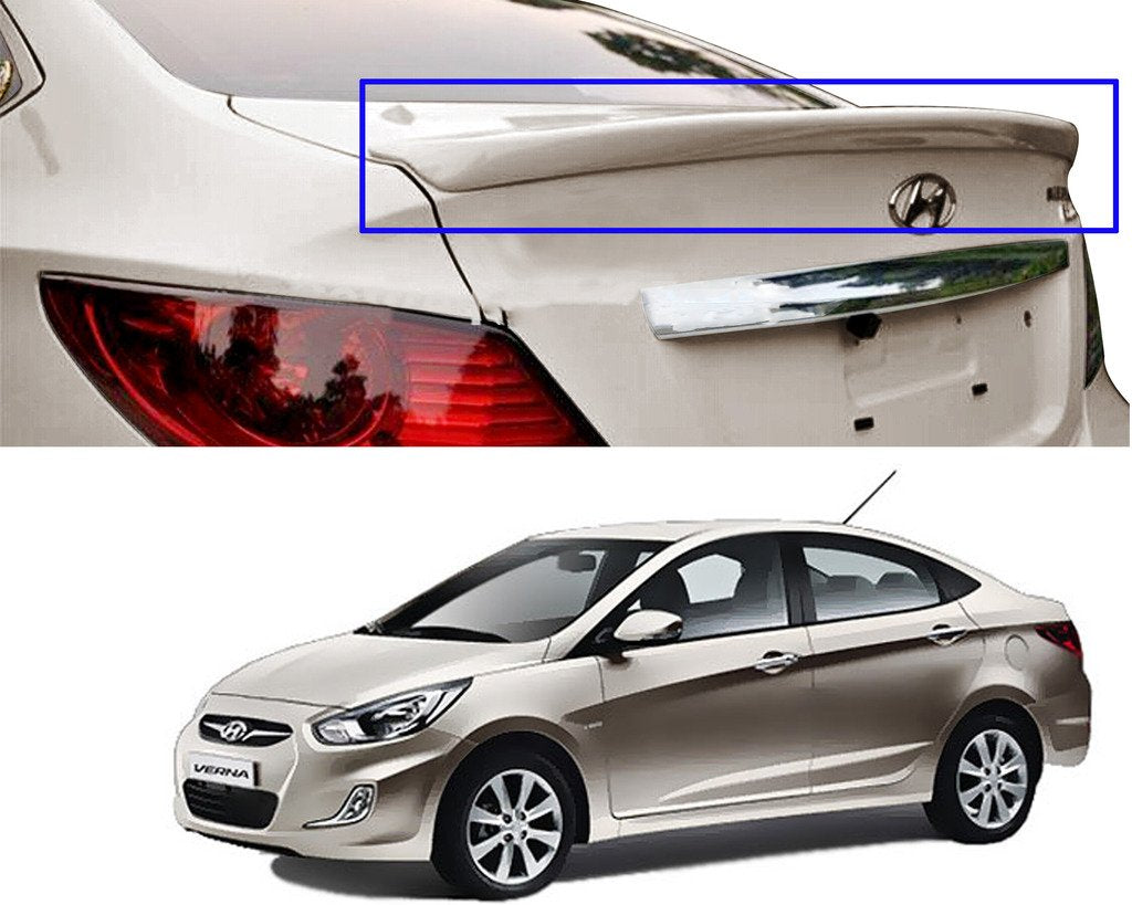 Auto Pearl FRP/ABS Drill Free Trunk Spoiler Compatible with Verna Fluidic | Car Spoiler without Brake Light Reflector (White)