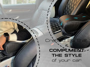 Auto Pearl ComfiRest Car Armrest Cushion, High-Density Foam Arm Support, Universal Fit for All Cars | Armrest Height Extender with Double Stitching | Nappa Leatherette (Black with White Seam)