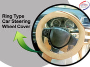 Ring Type Car Steering Wheel Cover (Gold Signature Beige) Compatible with All Cars