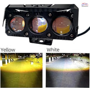 Auto Pearl Motorcycle 3-Projector Lens Driving Lights Yellow/White LED Spot light 20W Dual Color Mode Fog Lights (Pack of 1)