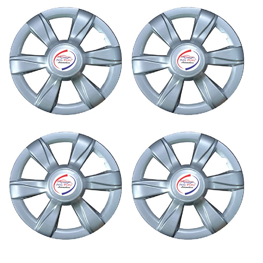 Auto Pearl 15" Inch Set of 4 Pcs Hubcap Wheel Cover Replacements for OEM Steel Wheels ABS with Retention Ring | for All Cars | Xylo Silver