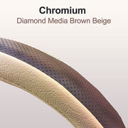 Ring Type Car Steering Wheel Cover Universal Genuine PU Non-Slip Natural Rubber Well Padded Grip Breathable Leatherite Compatible with- Ertiga (Diamond Media Brown Beige)