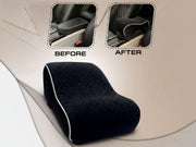 Auto Pearl ComfiRest Memory Foam Car Armrest Cushion | Comfortable Arm Support Pad | Universal Fit for All Cars | Armrest Height Extender | Breathable Velvet Cover (White Seam)