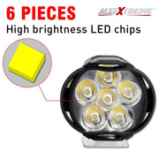 Imported 6 LED Fog Light Waterproof Pod Driving Spot Head Lamp for Cars and Motorcycle | 10W, White Light (Pack of 2))