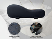 Auto Pearl ComfiRest Car Armrest Cushion, High-Density Foam Arm Support, Universal Fit for All Cars | Armrest Height Extender with Double Stitching | Nappa Leatherette (Black with White Seam)