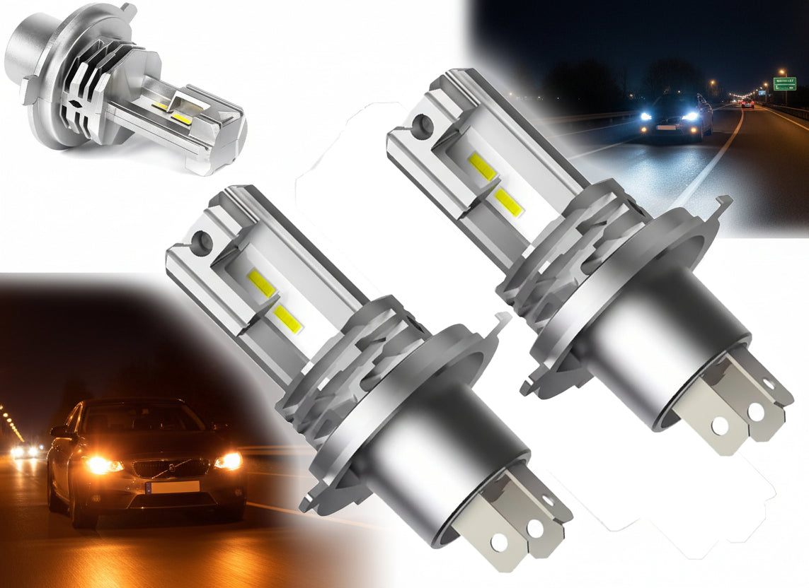 V3 LED Headlight Bulbs Hi/Low Beam Fits for Vehicle H4, 2600LM, 6000K, 45W Compatible with All Car (Pack of 2)