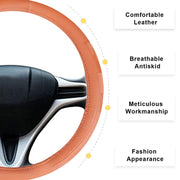 Ring Type Car Steering Wheel Cover Universal Genuine PU Non-Slip Natural Rubber Well Padded Grip Breathable Leatherite