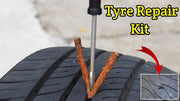 Tubeless Tyre Full Set with Nose Pliers, Cutter, Rubber Cement, Extra Strips for Cars, Bikes Puncture Repair Kit.
