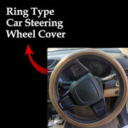 Ring Type Car Steering Wheel Cover Universal Genuine PU Non-Slip Natural Rubber Well Padded Grip Breathable Leatherite