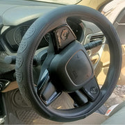 Ring Type Car Steering Wheel Cover Universal Genuine PU Non-Slip Natural Rubber Well Padded Grip Breathable Leatherite for - All Car (Snapon Circle Black) Small