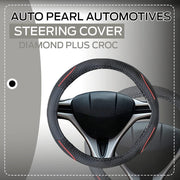 Ring Type Car Steering Wheel Cover Medium (Diamond Plus Black Beige) Compatible for Most of The Cars