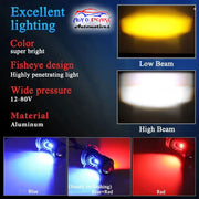 Auto Pearl Motorcycle H4 35W LED Headlight Dual Beam White and Yellow light and Red-Blue light with Flashing mode (Pack of 1)