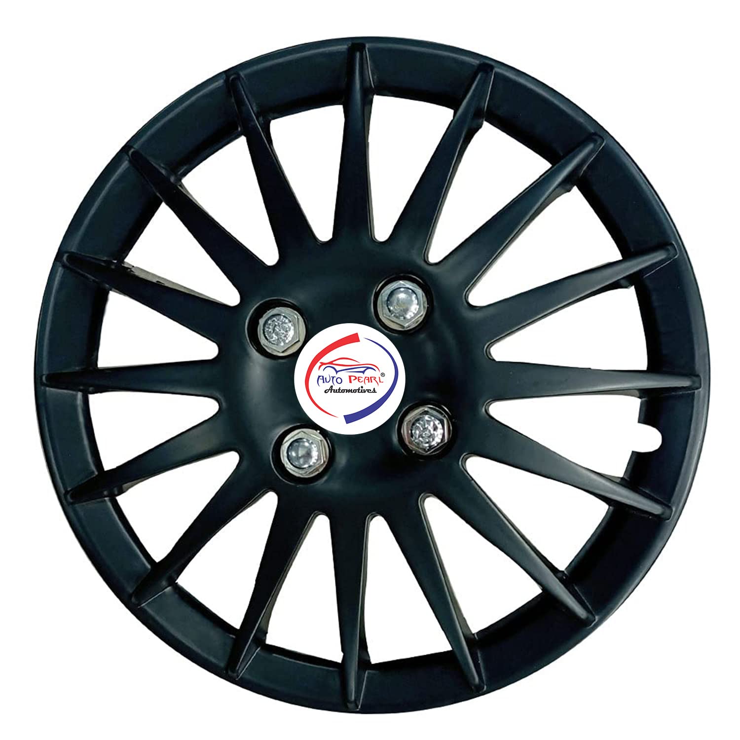 Auto Pearl - Car Full Black Wheel Cover Caps 12 Press Type Fitting - Zen