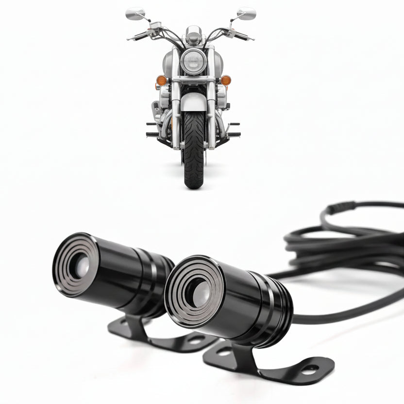 Auto Pearl Motorcycle Projector Lights for Angel Wing Logo, Shadow Light Kits, Multi Ground Effect compatible with All Bikes (Pack of 2)