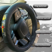 Ring Type Car Steering Wheel Cover Universal Genuine PU Non-Slip Natural Rubber Well Padded Grip Breathable Leatherite Compatible with- CRV (Chromium Om Namah Shivay Black)